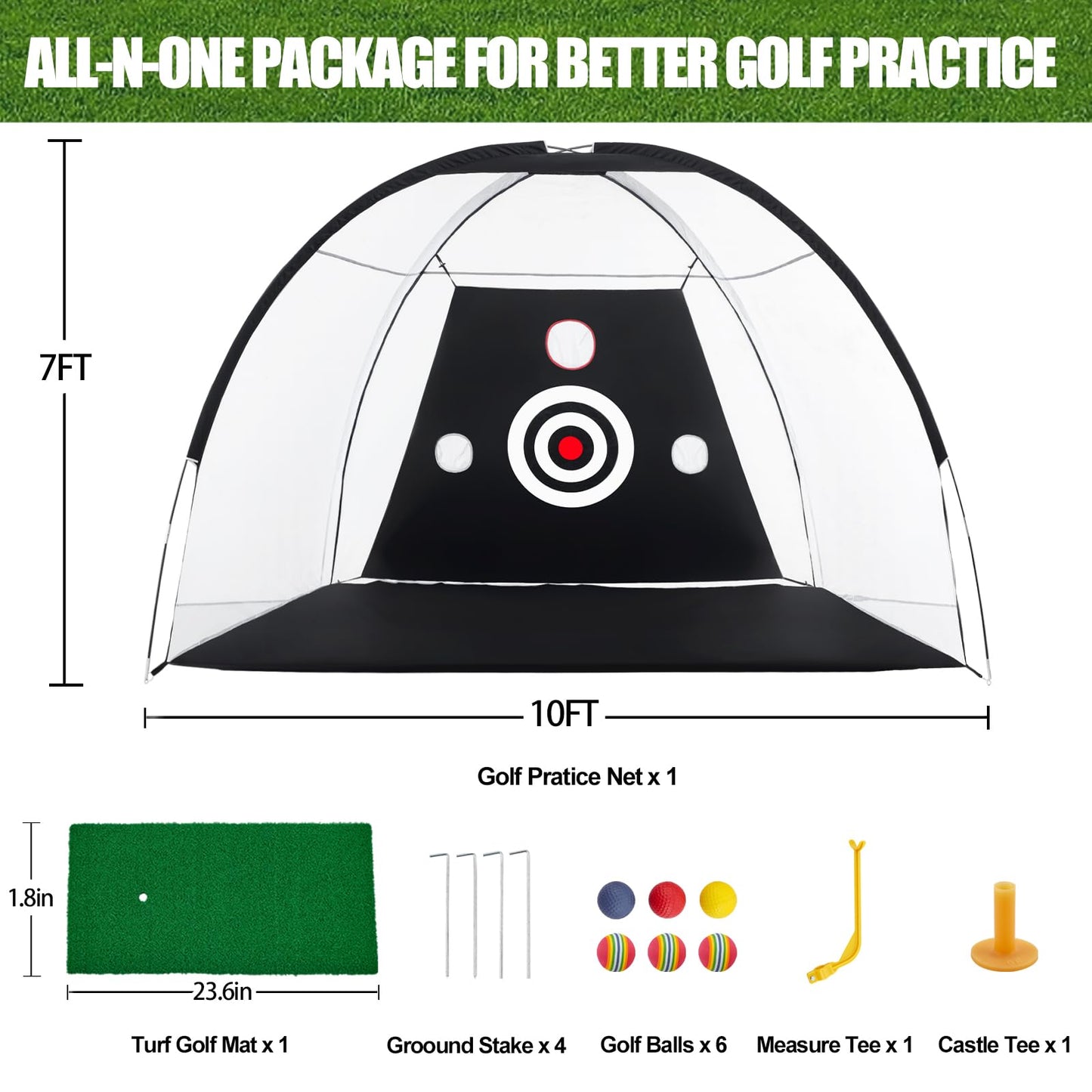 - Golf Hitting Net | 10x7ft Golf Nets for Backyard Driving | Golf Practice Net with Chiping Net -