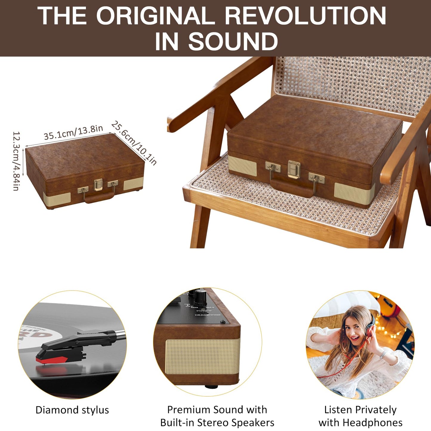 - Tyranny Record Player | 3 Speed | Bluetooth | Portable Suitcase | Vinyl Player -