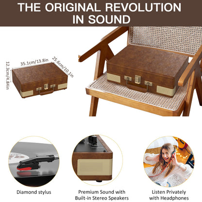 - Tyranny Record Player | 3 Speed | Bluetooth | Portable Suitcase | Vinyl Player -