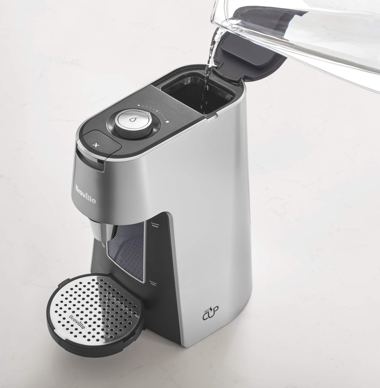 Breville HotCup Hot Water Dispenser | 3 kW Fast Boil | Variable Dispense and Height Adjust | 2 L | Silver [VKT111]