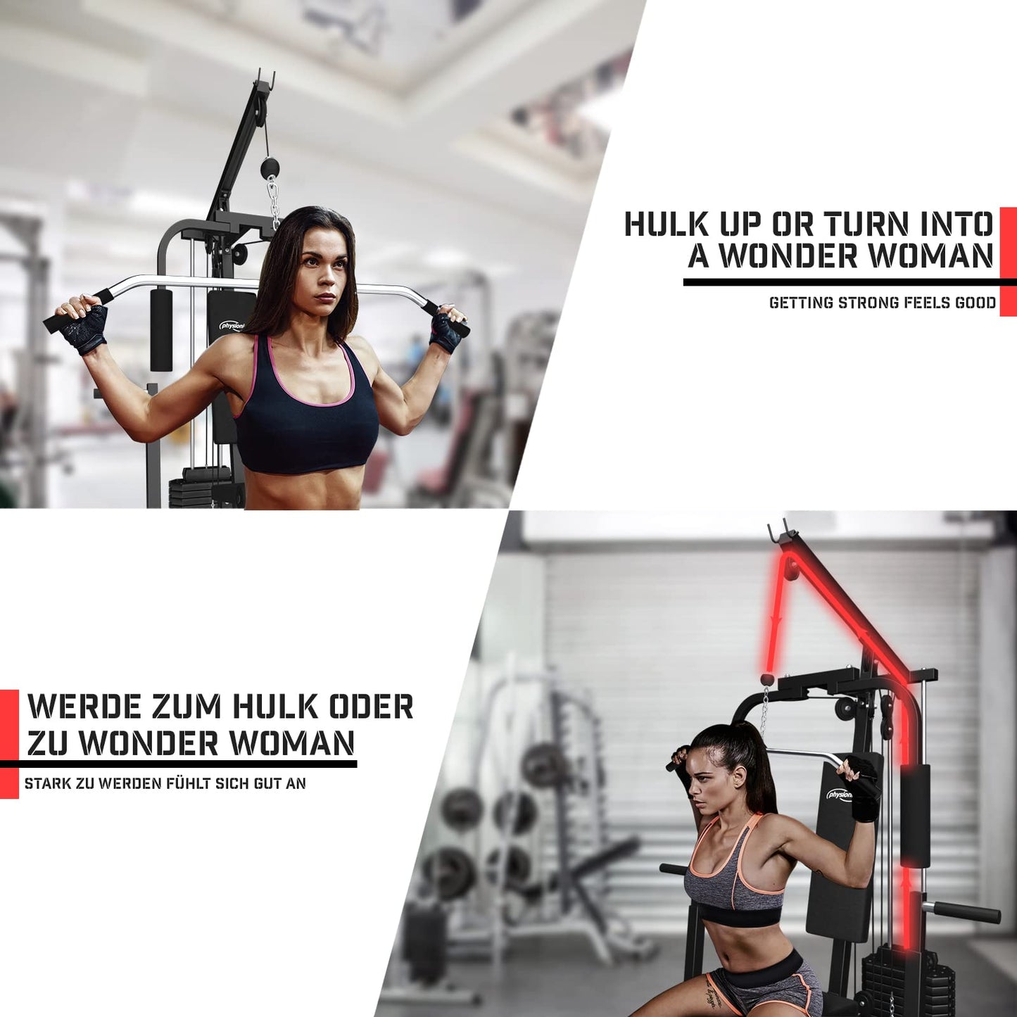 - Physionics® Multi-Gym | 40kg Weight Stack | Lat Pulldown | Leg Extension | Chest Press -
