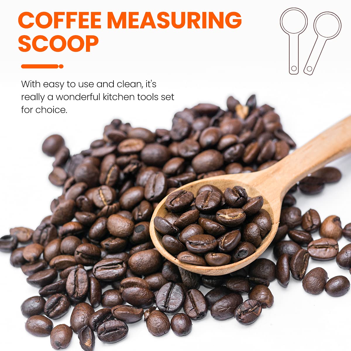 - Wooden Coffee Spoon in Beech, Measuring for Coffee Bean