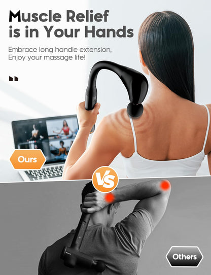 - Massage Gun with Upgraded U-Shaped Extension Handle | 16MM Massage Gun -