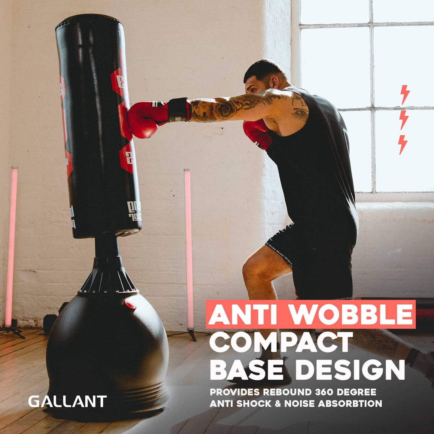 - Gallant 5.5ft Free Standing Punch Bag-Heavy Duty Pedestal Stand Boxing Bag for Kickboxing -