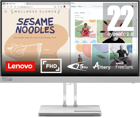 - Lenovo L22e-40 22 inch PC Monitor | FHD, 1080p, 75Hz, IPS, 4ms, HDMI and VGA -