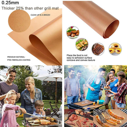 - JOKBEN Copper Grill Mat | 5-Pack Heavy Duty Magic BBQ Grill Mats | Non Stick -