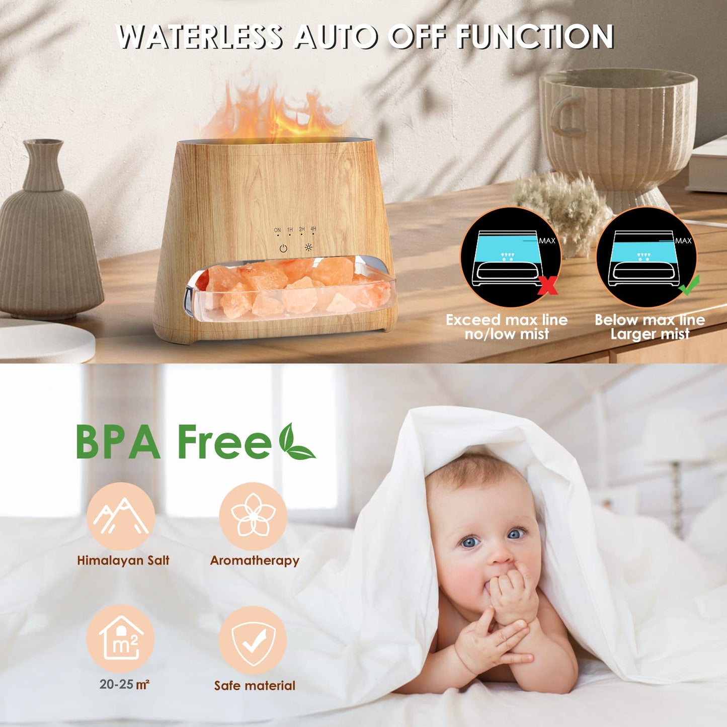 - SALKING 2-in-1 Ultrasonic Essential Oil Diffuser | Himalayan Salt Lamp -