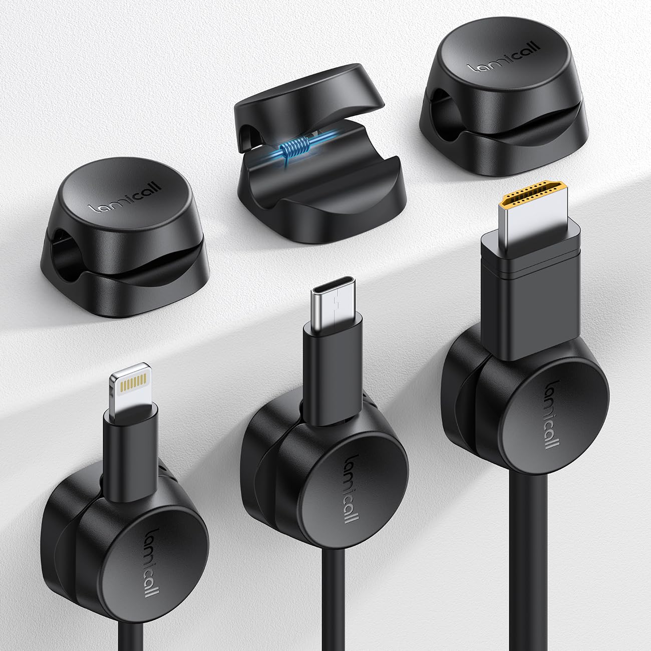 - Lamicall Spring Cable Holder Clips | No-residue Cord Cable Management -