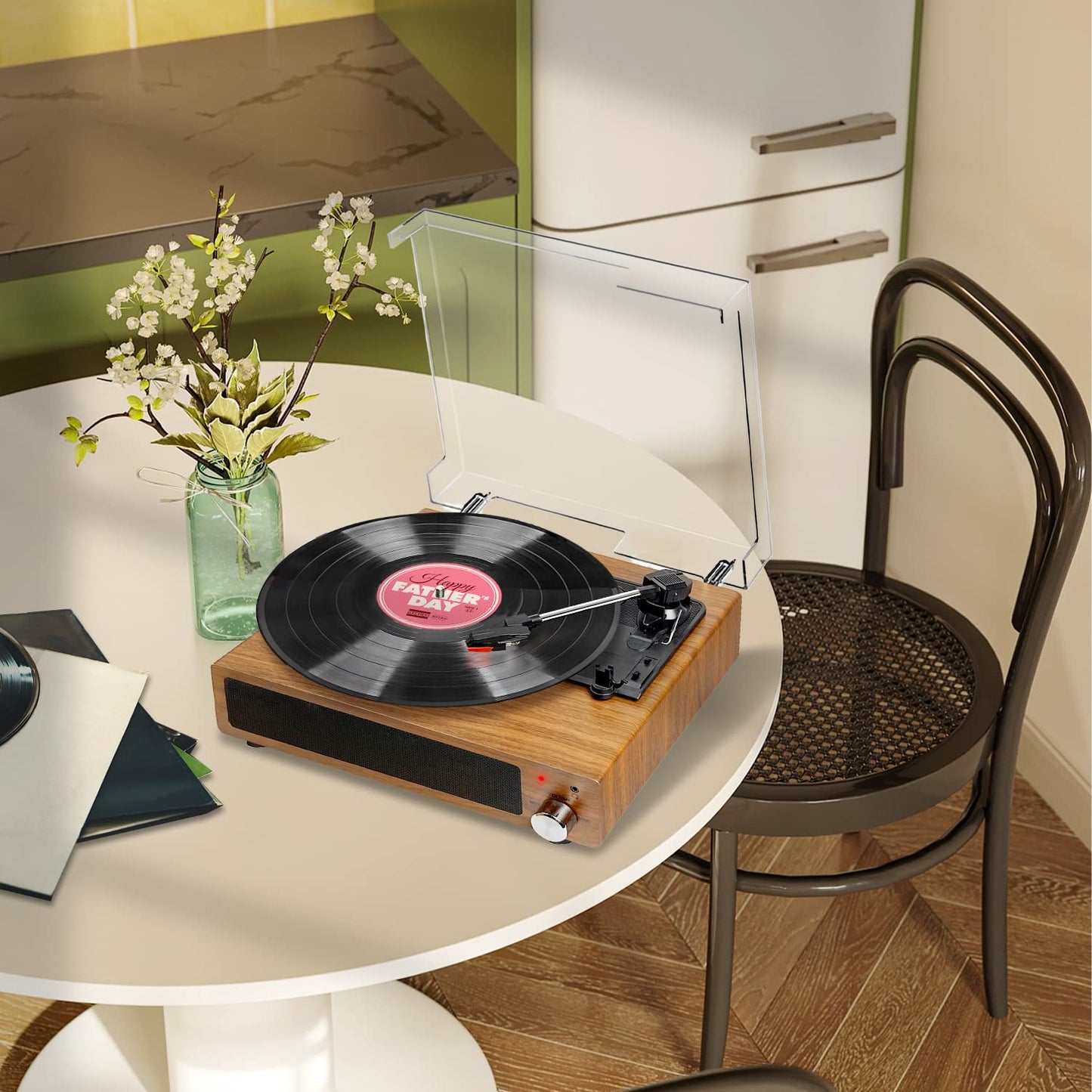 - Record Player | FYDEE Vinyl Record Player with Speakers | Vintage Turntable -