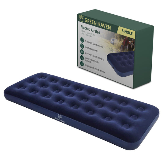 - Green Haven Single Blow Up Camping bed | Waterproof Single Airbed Inflatable Mattress | Single Air Beds for Adults & Kids -