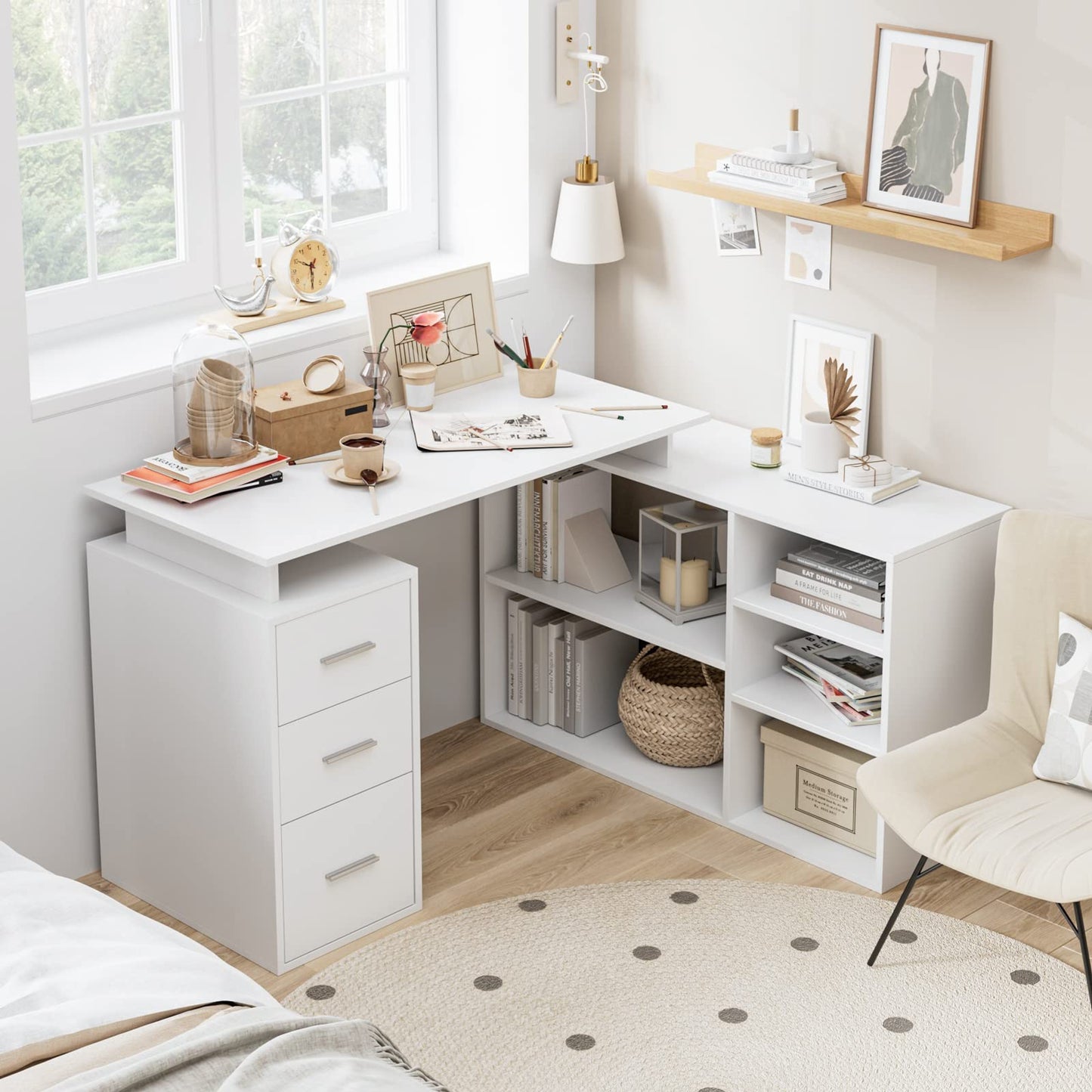 - FirFurd Corner Desk L Shaped Desk | Computer Desk With Drawers -