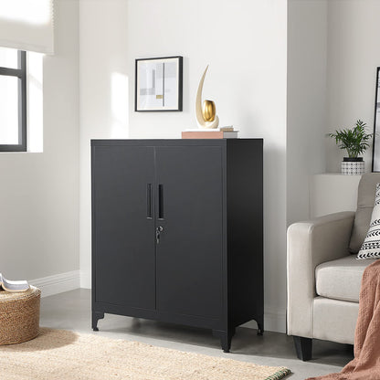 - SONGMICS File cabinet | Multipurpose Garage Cabinet | Office Cabinet with 2 Doors | Lockable Cabinet |  Black OMC013B01 -