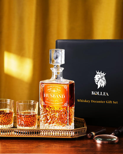 - Gift for Husband From Wife | Kollea Whiskey Decanter Set With Glasses & Whiskey Stones -