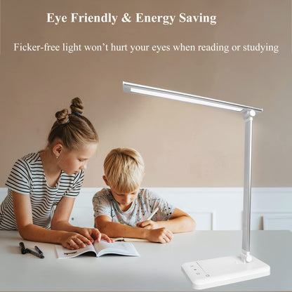 - Qualore Desk Lamp |LED Table Lamps | USB Charging Port | 5 Color Mode -