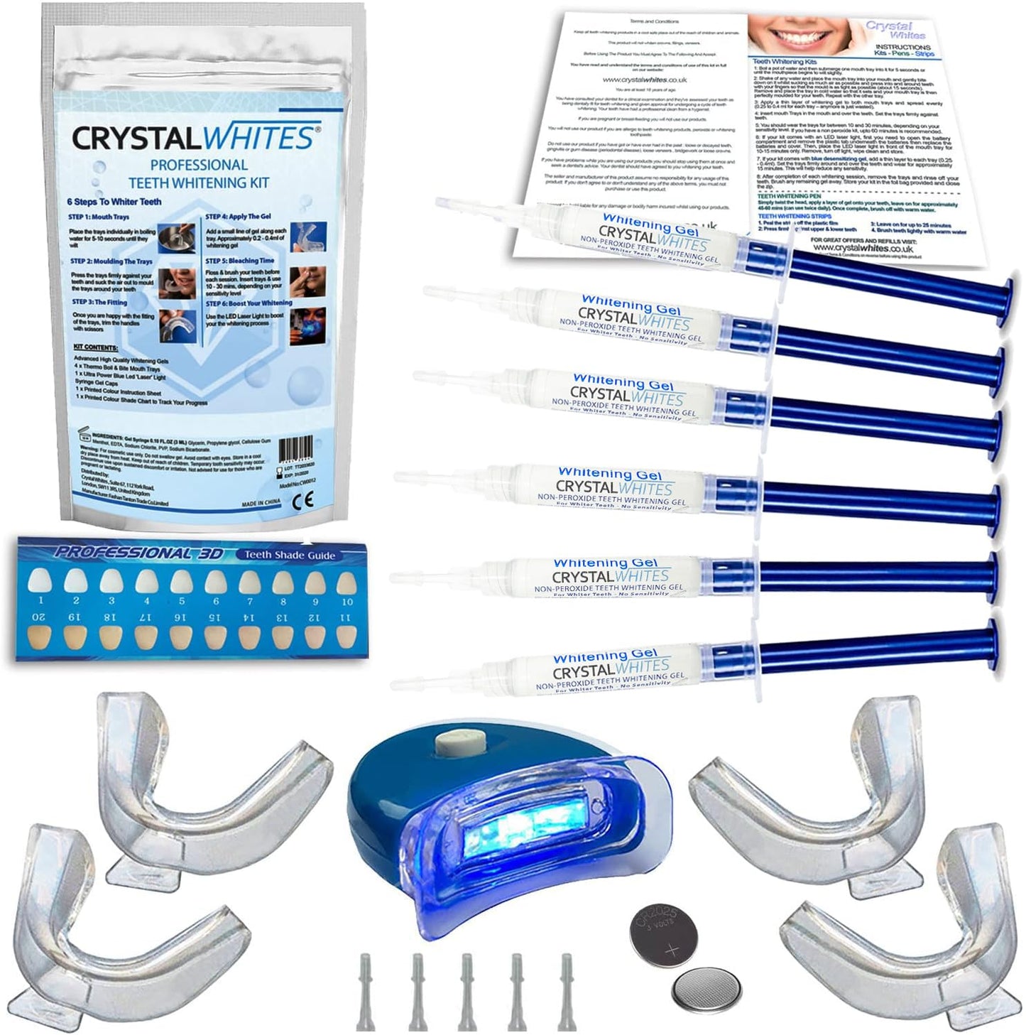 - Teeth Whitening Kit | 6X3ml Whitening Gels with LED Light | Sensitivity Free Formula -