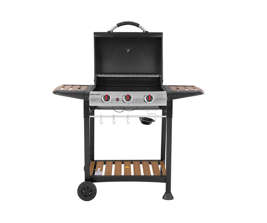 - George Foreman 3 Burner Gas BBQ | Automatic Ignition & Integrated Thermometer -