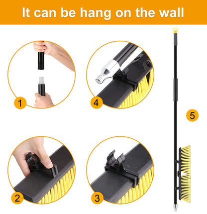 - Garden Broom Outdoor Heavy Duty | Telescopic Long Handle with Stiff Bristles | Concrete Brooms Floor Brush -
