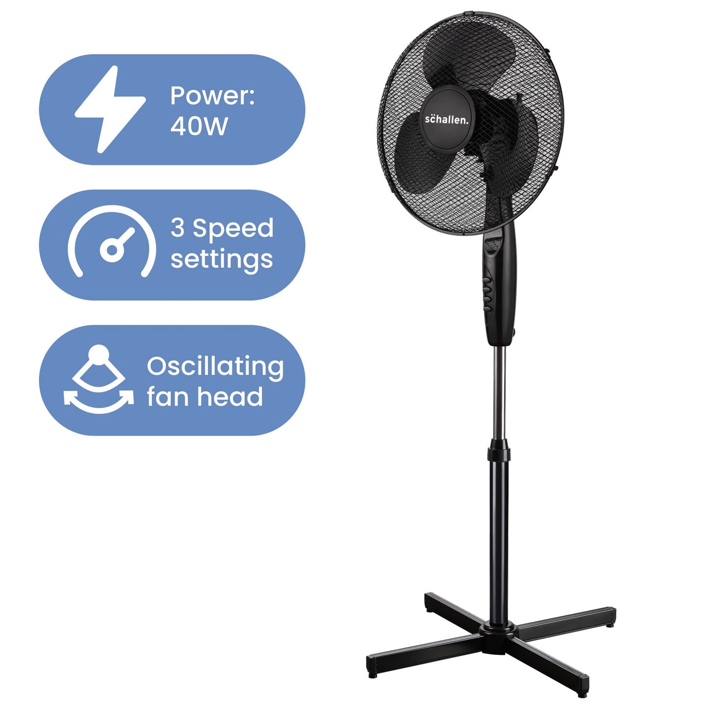 - Schallen 16" Electric | Oscillating Floor | Standing Tall | Pedestal Air Cooling Fan -