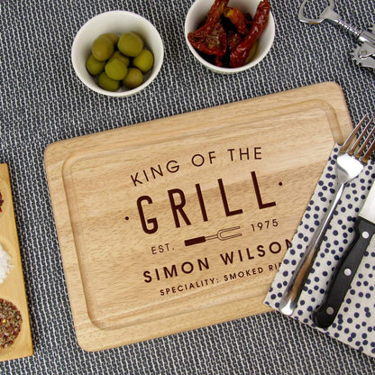 - eBuyGB King of The Grill Rectangle Chopping Board | Personalised Cutting Board | Meat Serving Board -