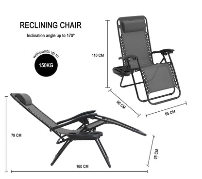 - Straame Garden | Zero Gravity Chair | Set of 2 | Heavy Duty Textoline | Outdoor & Garden Sunloungers -