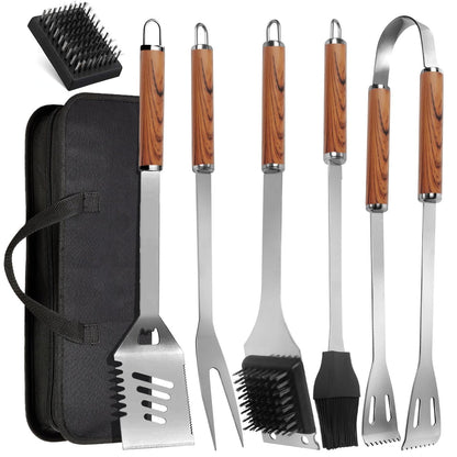 - Lulizar BBQ Tools Set | 7-in-1 | Storage Bag | Stainless Steel Grill Tool Set -