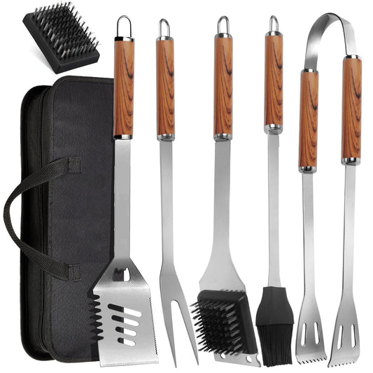 - Lulizar BBQ Tools Set | 7-in-1 | Storage Bag | Stainless Steel Grill Tool Set -