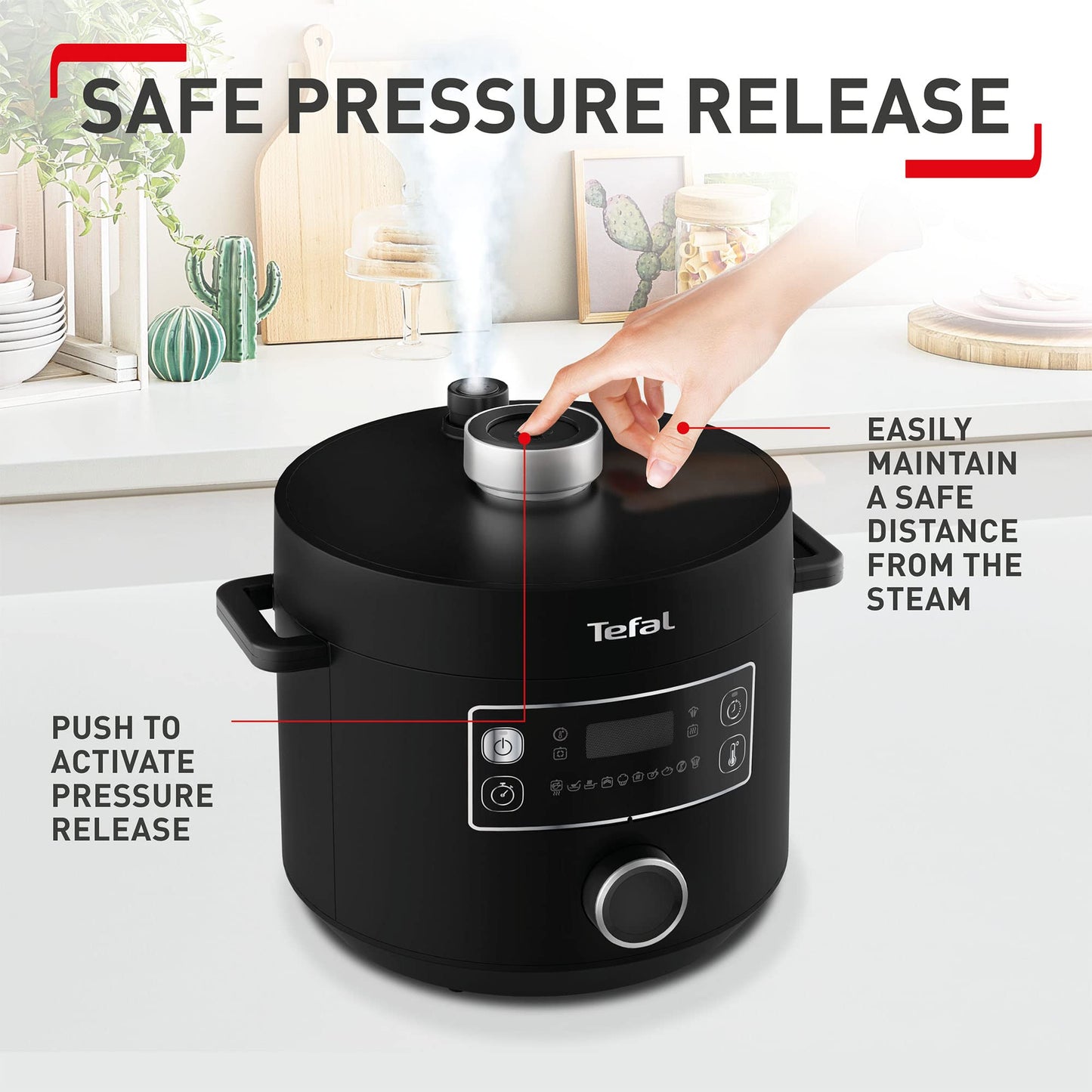 - Tefal | Turbo Cuisine Electric Pressure Cooker | 10 Programmes inc. stew, steam, bake | slow cooker | Rice cooker | 4.8L | 1000 W -
