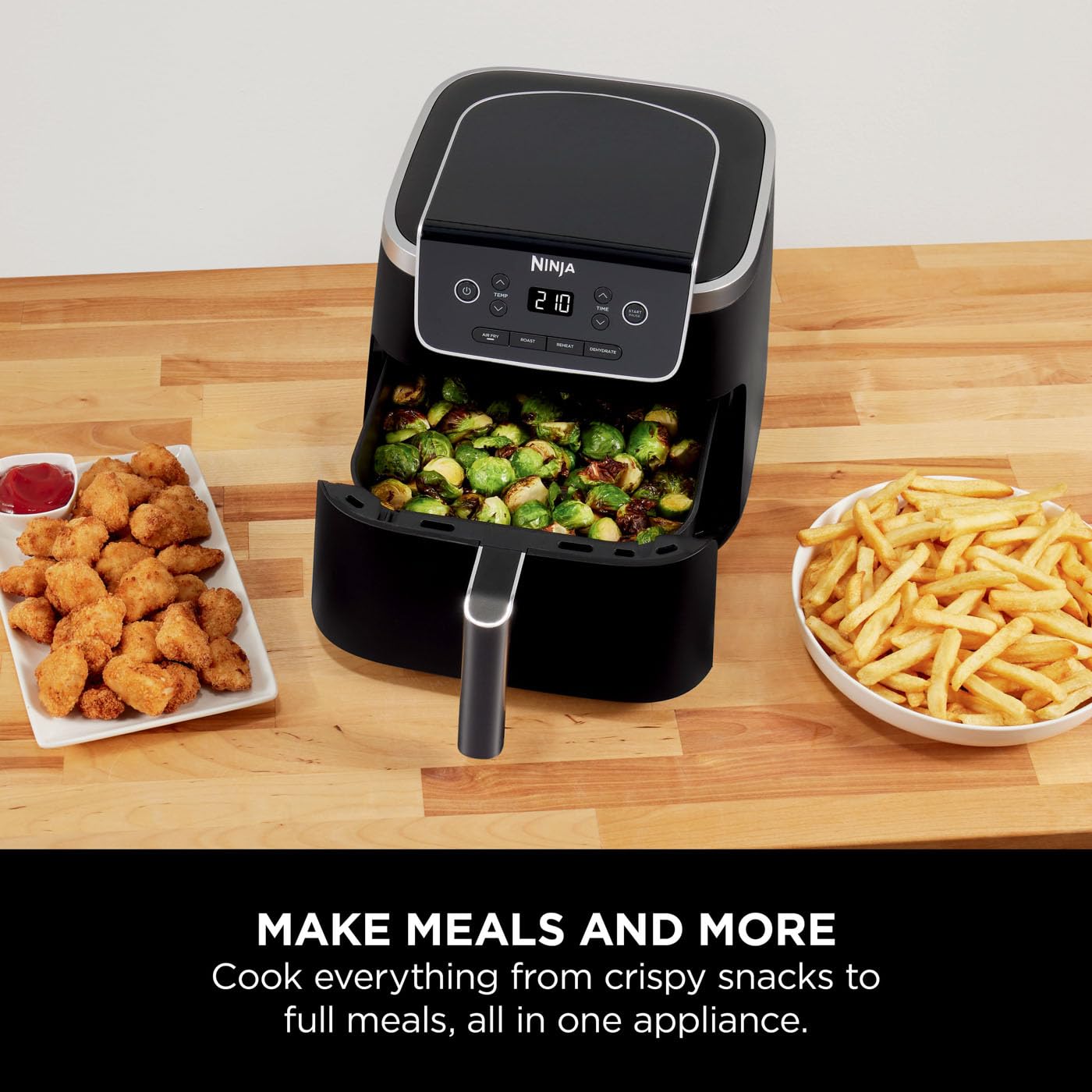- Ninja Air Fryer PRO | 4.7L | Single Drawer | 4-in-1 | Air Fryer | Black -