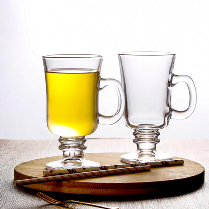binsakao Irish Coffee Glasses, Latte Glasses Set of 4 Latte Mugs, 230ml Glass Coffee Mugs with Handle, Cappuccino Cups Hot Chocolate Glasses