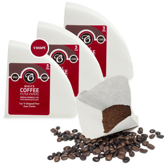 300 size V02 white coffee filter papers, compatible with Hario size 02 by EDESIA ESPRESS