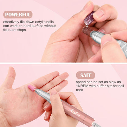 - Kredioo 350000RPM Nail Drill | Rechargeable Electric Nail Files for Acrylic Gel Nail -