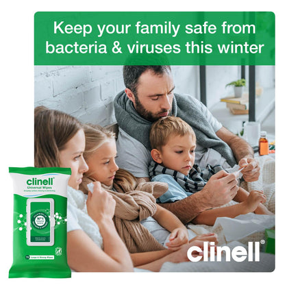 Clinell Universal Cleaning and Disinfecting Wipes for Home - Pack of 4 - 70 XL Wipes per Pack (280 Wipes) - with Moisture Lock Lid - Kills 99.99% of Germs, Antimicrobial, Quick Action