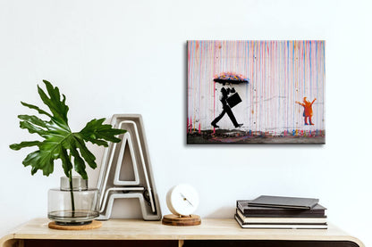 - Banksy Raining Day - Colorful Graffiti - Street Paintings Wall Art