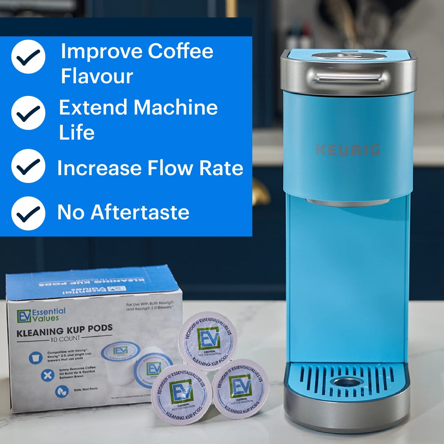 - Essential Values 10-Pack of Coffee Machine Cleaning Pods | Safe & Effective Coffee Machine Cleaner/Non-Toxic -