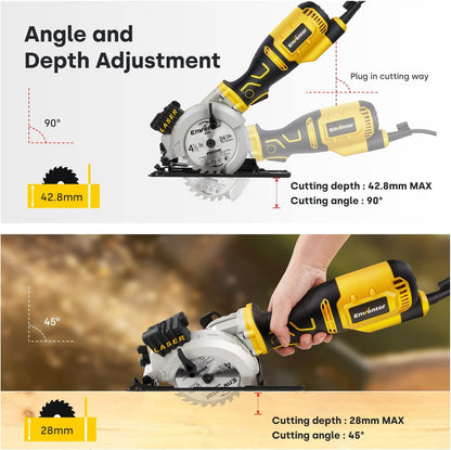 - Enventor Mini Circular Saw | 705W 3500RPM Pure Copper Motor Compact Electric Circular Saw | Laser Guide -