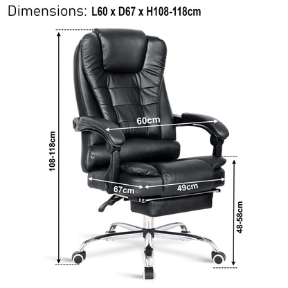 Blisswood Executive Office Chair With Footrest & Lumbar Support Ergonomic Recliner Computer Desk Chair Adjustable Back Rest Heavy Duty 360° Swivel Chair Black for Home Office
