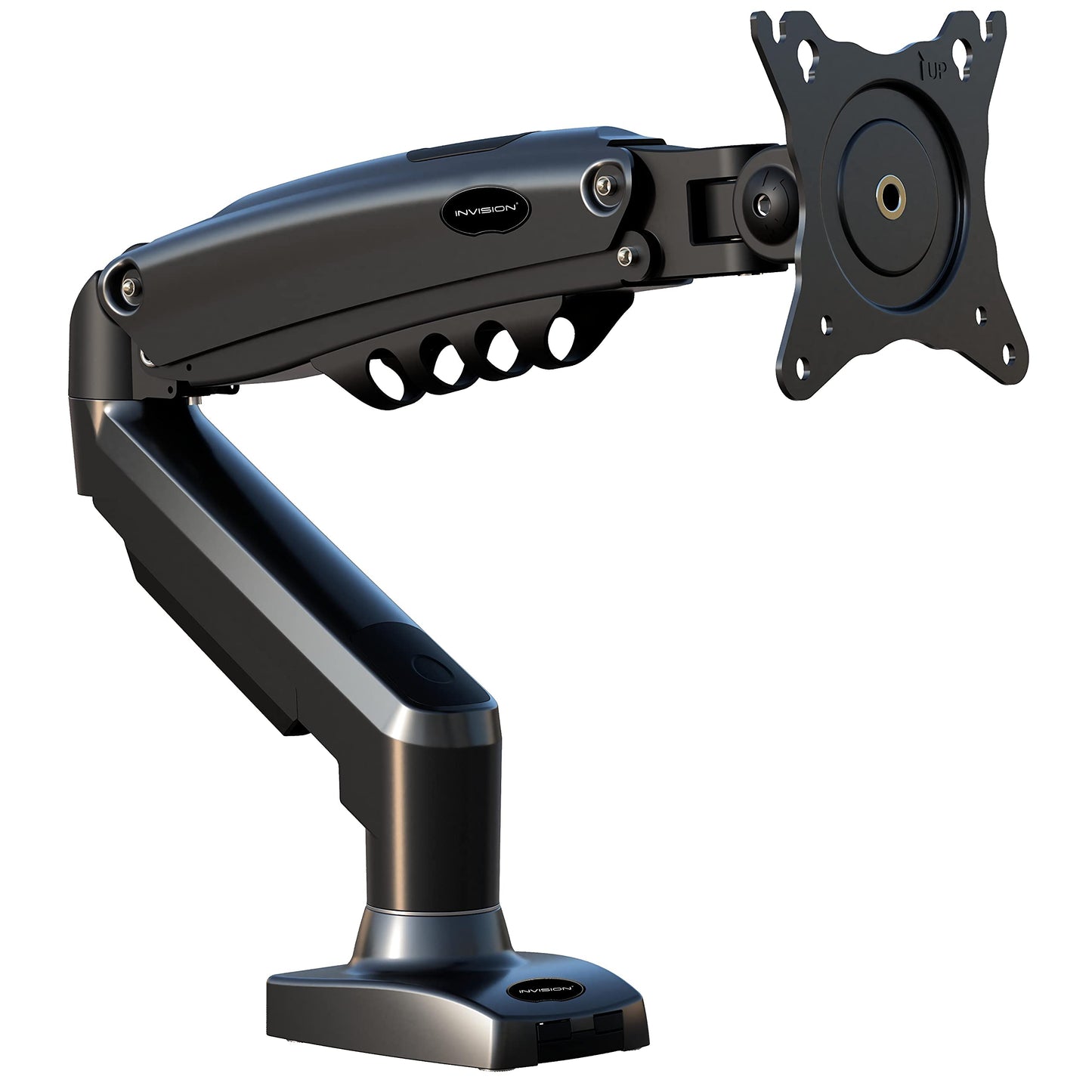 - Invision Single Monitor Arm Desk Mount for 19 to 32 Inch Screens | VESA 75 & 100mm Stand Clamp -