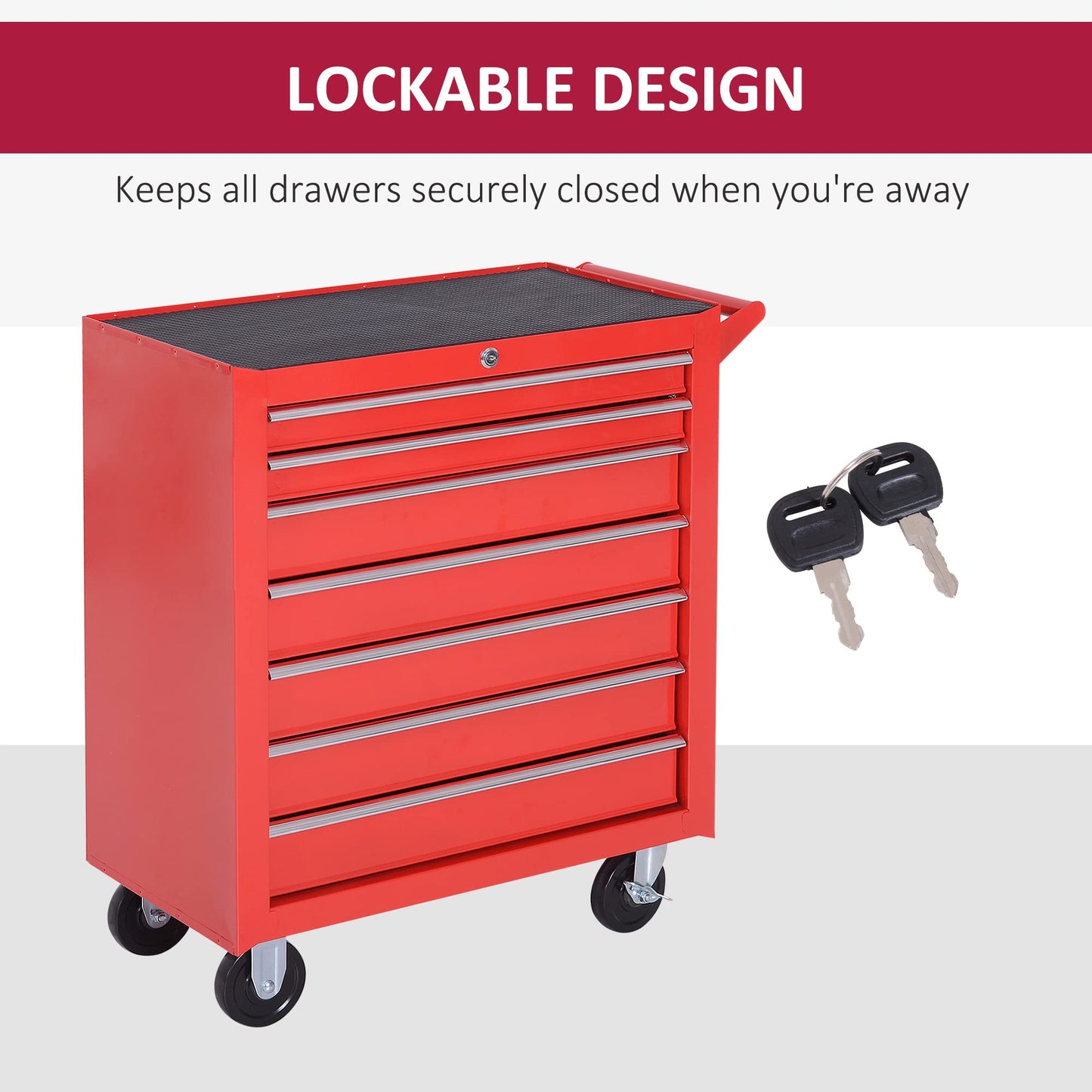 - DURHAND Roller Tool Cabinet Storage Chest Box | 7 Drawers | Roll Wheels | Garage Workshop -