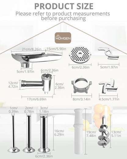 - HOMGEN Meat Grinder Attachment For All Kitchenaid Stand Mixers -