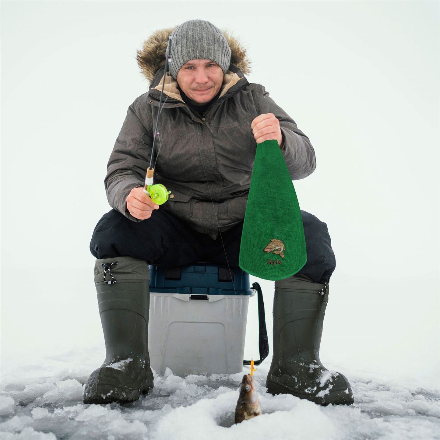 - Fishing Gifts for Men | Personalised Fishing Towel Accessories Gear | Luxury Embroidered 100% Cotton and Microfibre Towels -