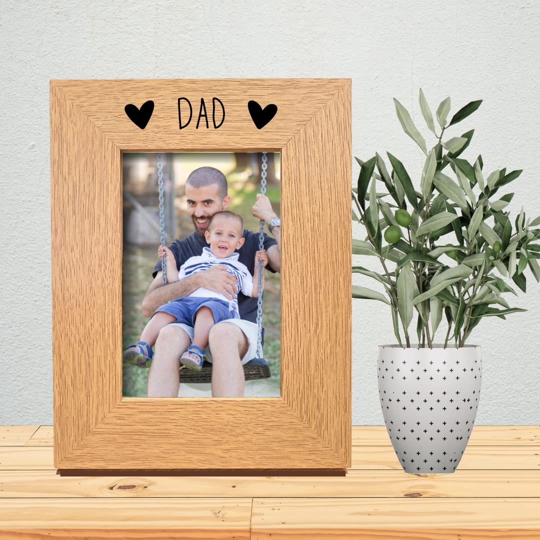 - Second Ave Oak 6x4 Portrait Picture Photo Frame | Dad Heart Gift | Father's Day -