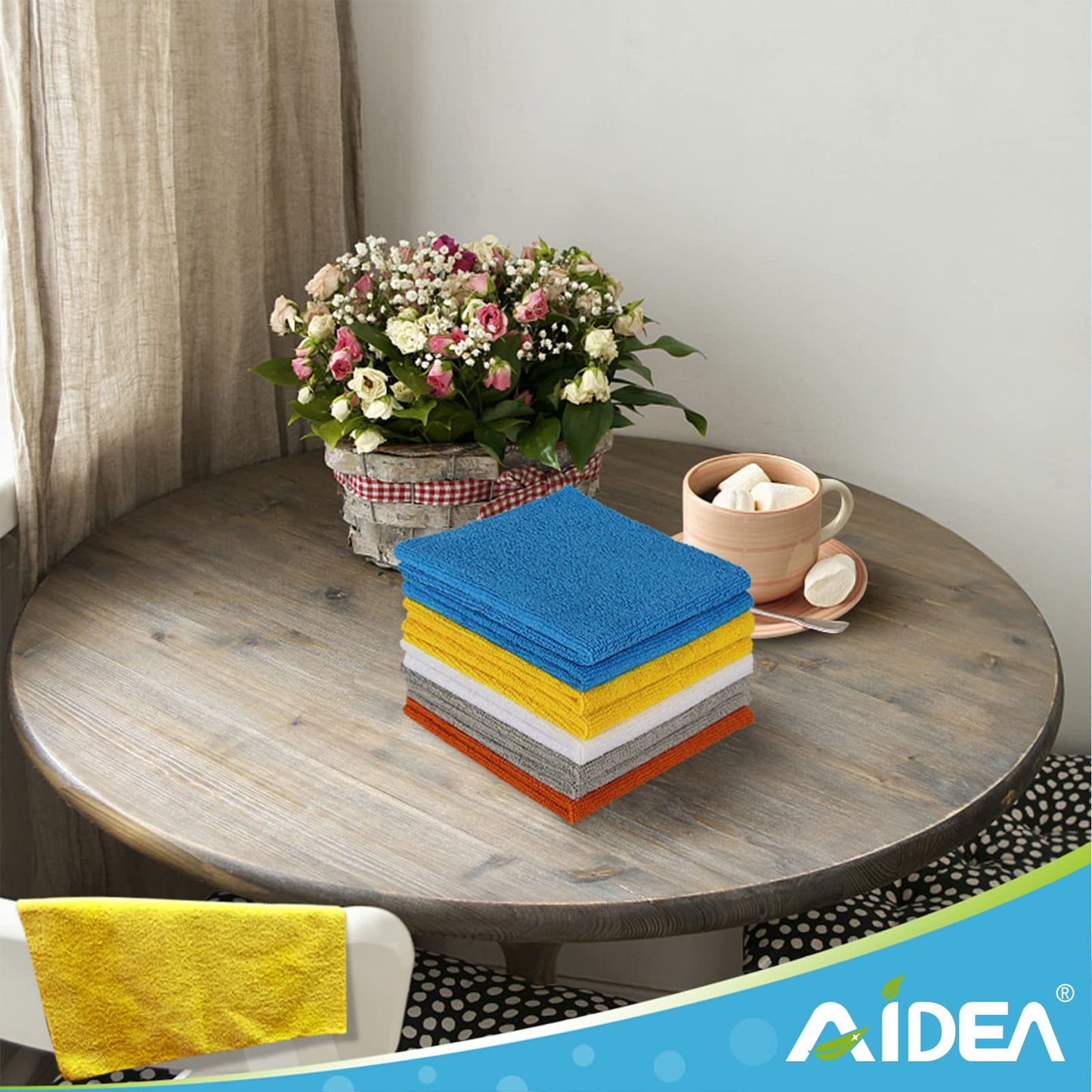 AIDEA Microfibre Cloth Pack of 8, Multifunctional Reusable Cleaning Cloths, Lint Free Streak Free Washable Cloth Duster for House, Kitchen, Car, Motorbike, Windows 30 x 30 cm