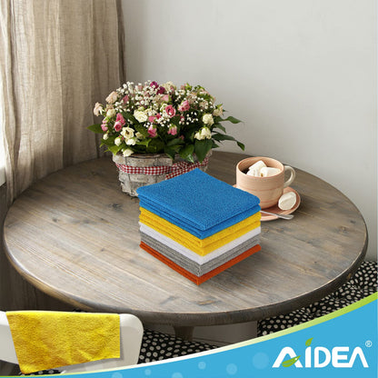 AIDEA Microfibre Cloth Pack of 8, Multifunctional Reusable Cleaning Cloths, Lint Free Streak Free Washable Cloth Duster for House, Kitchen, Car, Motorbike, Windows 30 x 30 cm