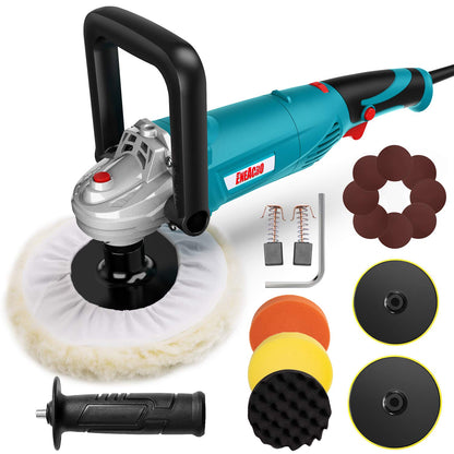- ENEACRO Polisher | Rotary Car Buffer Polisher Waxer | 1200W 180/150 mm Plate | 6 Variable Speed 1500-3500RPM | Detachable Handle -