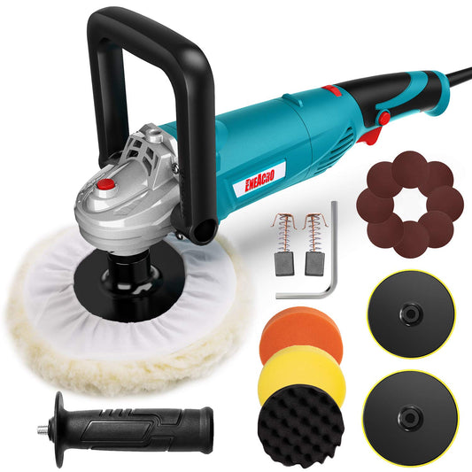 - ENEACRO Polisher | Rotary Car Buffer Polisher Waxer | 1200W 180/150 mm Plate | 6 Variable Speed 1500-3500RPM | Detachable Handle -