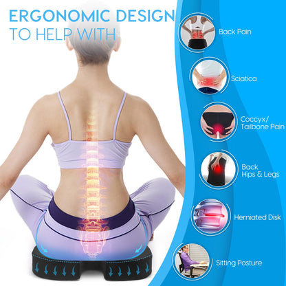 Ajiteogy Orthopedic Coccyx Cushion - Memory Foam Coccyx Pain Relief Cushion for Office Chair, Wheelchair, Car Seat,for Sciatica, Hemorrhoid, Tailbone, Back Pain Relief