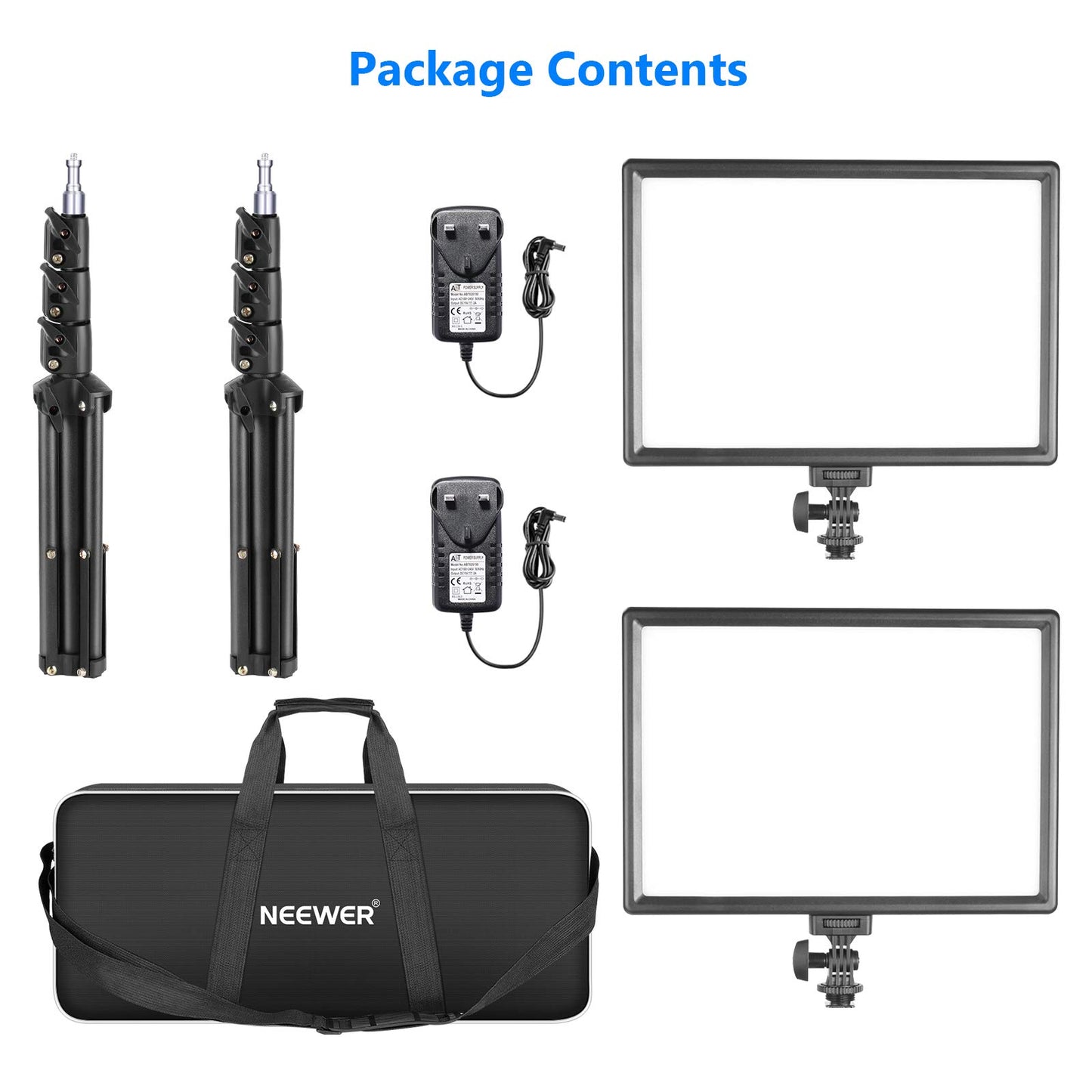 - Neewer LED Video Lighting Kit | 70inch Light Stand | 2-Pack 384 LED Soft Video Light -
