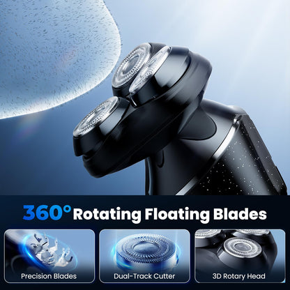 - Electric Razor for Men | Wet & Dry Cordless Rotary Shavers | LCD Display -
