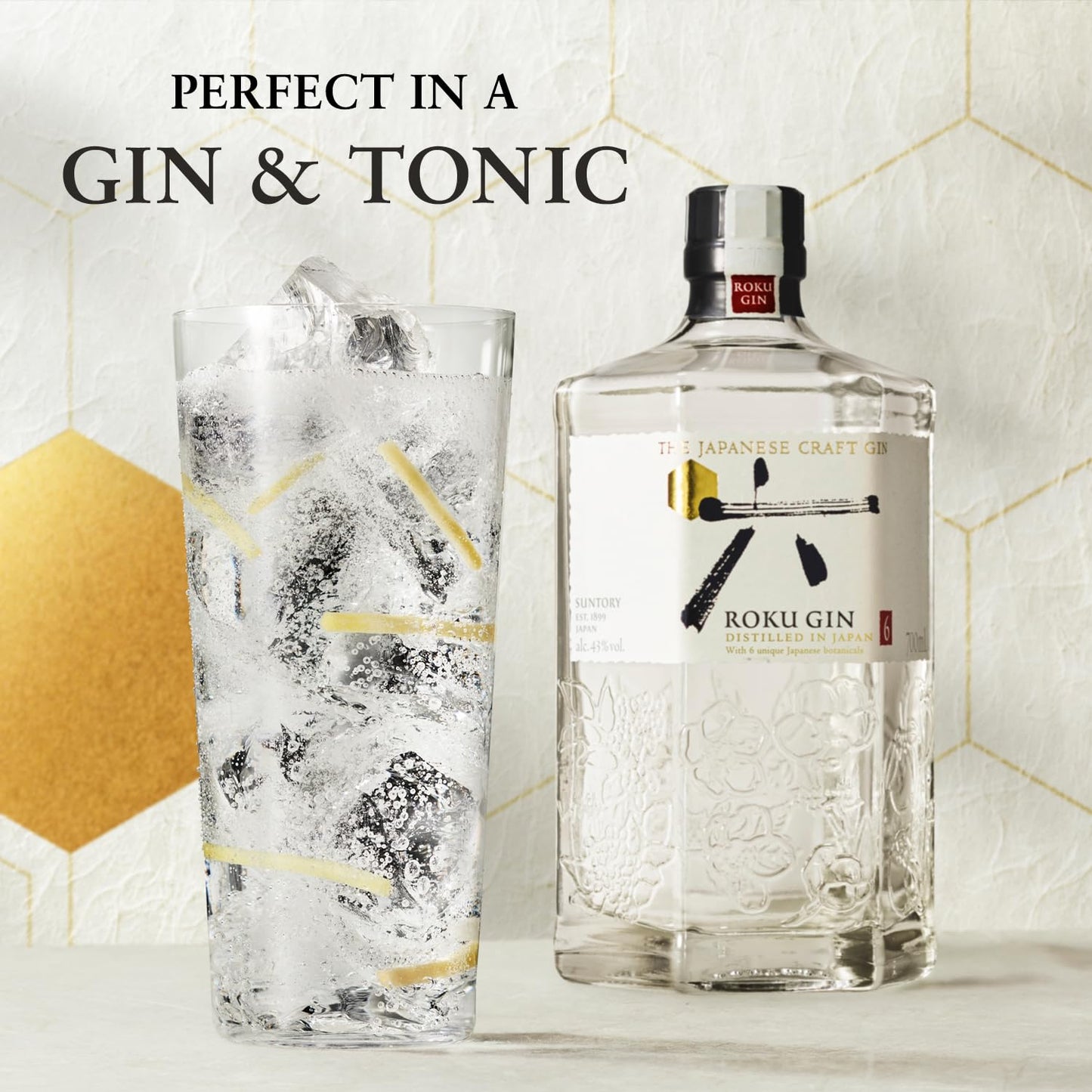 - Roku Suntory | Japanese | Craft | Gin | Crisp | Cherry Blossom, Yuzu and Sansho Pepper -