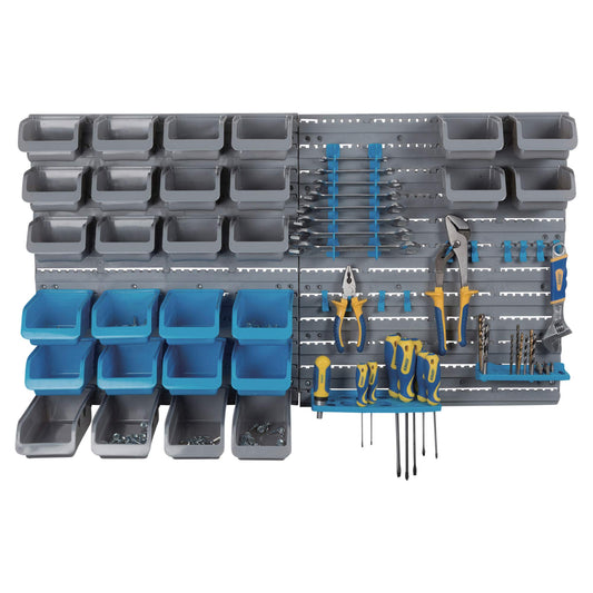 44 Pcs Wall Mountable Tools, Screws & Bits Organiser DIY Storage Bins & Racks